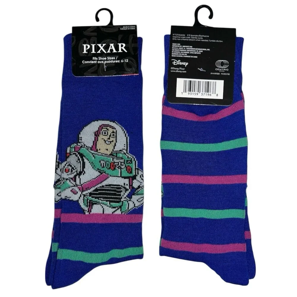 1x Toy Story Buzz Lightyear Novelty Crew Socks Adult Set One Size 6-12